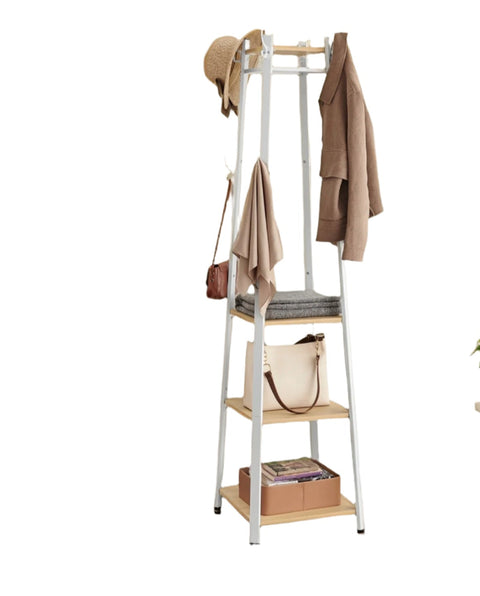 Rootz Cloakroom Stand - Clothes Rack - Cloakroom with Shelves - Space-Saving Design - 43cm x 43cm x 180cm