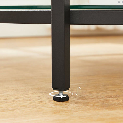 Rootz Coffee Table - White Marble Look - Black Frame - Chipboard - Steel - Tempered Glass - 80cm x 44.5cm - Max. 20kg Static Load Capacity