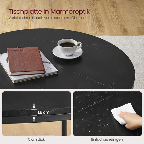 Rootz Modern Coffee Table - Living Room Table - Glass Top Table - Stylish Design - 80cm x 46cm