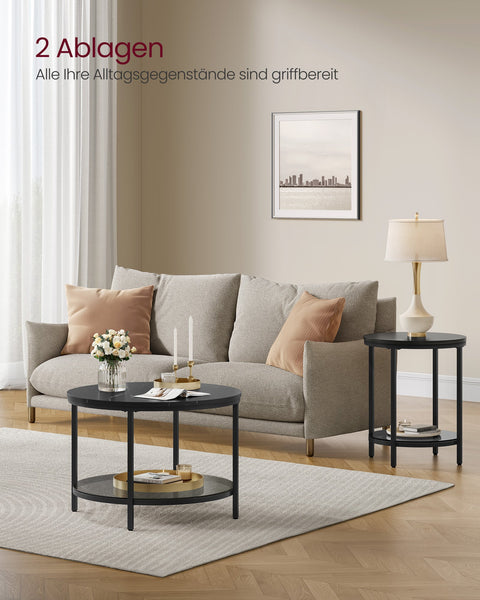 Rootz Salontafel - Woonkamertafel - Moderne tafel - Spaanplaat en gehard glas - Stalen frame - Verstelbare poten - 65 cm x 46 cm - 9,5 kg - 30 kg capaciteit