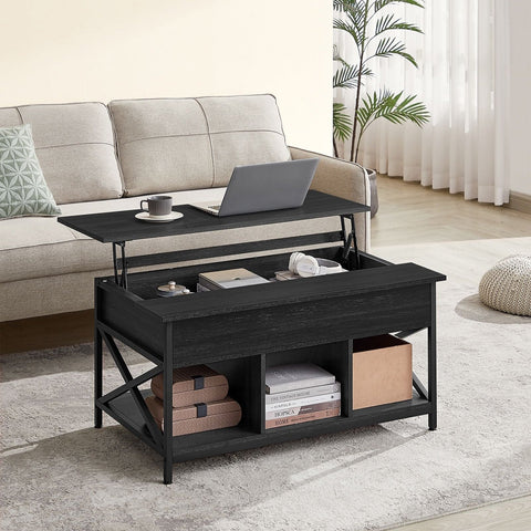 Rootz Anthracite Gray-Black Coffee Table - Chipboard - Steel - Adjustable Height - 60cm x 100cm x (48-62)cm - 27.8kg - 91kg Capacity