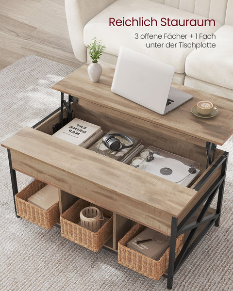 Rootz Coffee Table Set - Side Table - Living Room Furniture - Chipboard Steel - 60cm x 100cm x 62cm - Camel Brown-Black