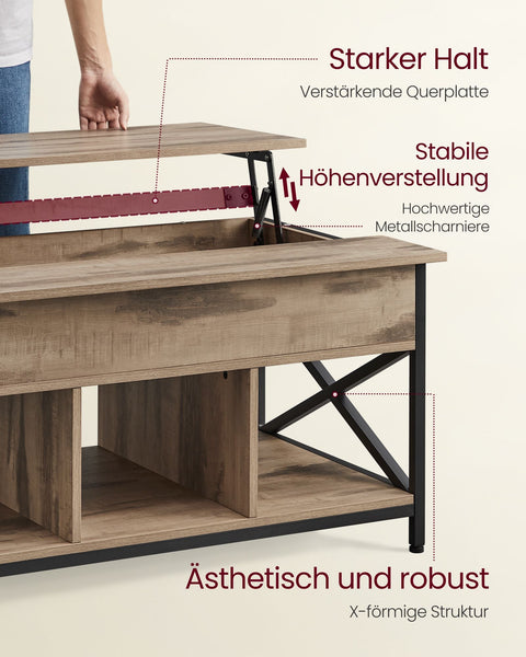 Rootz Coffee Table Set - Side Table - Living Room Furniture - Chipboard Steel - 60cm x 100cm x 62cm - Camel Brown-Black