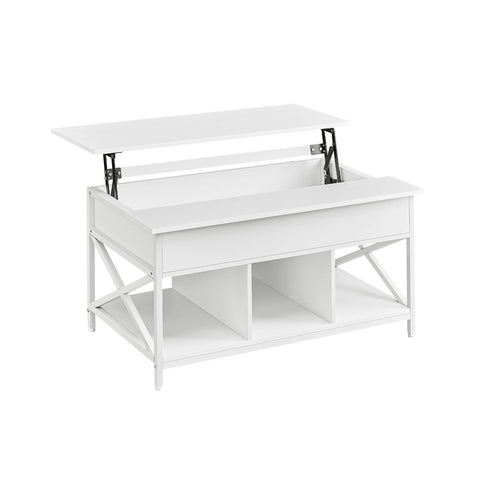 Rootz White Coffee Table - Chipboard Table - Steel Table - Spacious Surface - Sturdy Construction - Easy Assembly - 60cm x 100cm x 62cm