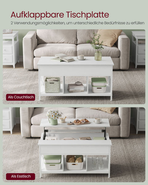 Rootz White Coffee Table - Chipboard Table - Steel Table - Spacious Surface - Sturdy Construction - Easy Assembly - 60cm x 100cm x 62cm