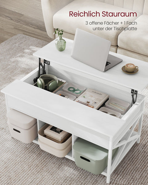 Rootz White Coffee Table - Chipboard Table - Steel Table - Spacious Surface - Sturdy Construction - Easy Assembly - 60cm x 100cm x 62cm