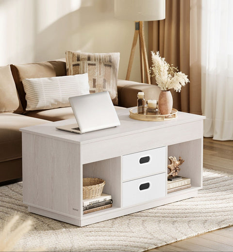 Rootz Coffee Table - Living Room Table - Storage Table - 2 Drawers & Compartments - Brown - 50 x 100 x 48cm/62.3cm