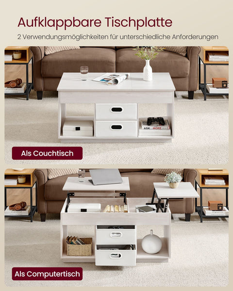 Rootz Coffee Table - Living Room Table - Storage Table - 2 Drawers & Compartments - Brown - 50 x 100 x 48cm/62.3cm