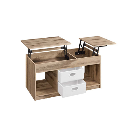 Rootz Coffee Table - Accent Table - Living Room Table - Ample Storage - 2 Drawers - Brown -White - 50 x 100 x 48 cm