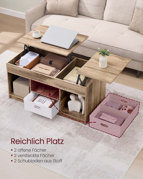 Rootz Coffee Table - Accent Table - Living Room Table - Ample Storage - 2 Drawers - Brown -White - 50 x 100 x 48 cm