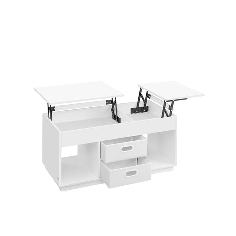 Rootz Coffee Table with 2 Drawers - Storage Table - White - Steel & Chipboard - 50cm x 100cm x 48cm/62.3cm