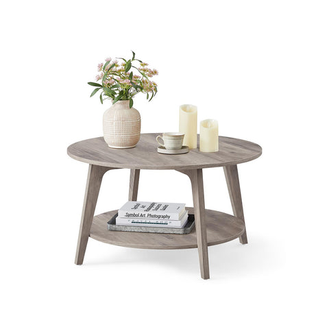 Rootz Wooden Coffee Table - Brown Mottled - Modern Accent Table - Sturdy Home Decor - 80cm D x 45cm H