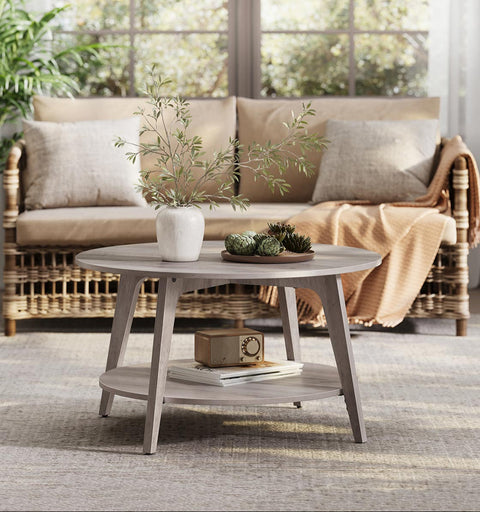 Rootz Wooden Coffee Table - Brown Mottled - Modern Accent Table - Sturdy Home Decor - 80cm D x 45cm H