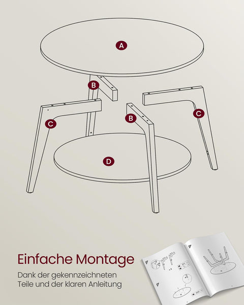 Rootz Wooden Coffee Table - Brown Mottled - Modern Accent Table - Sturdy Home Decor - 80cm D x 45cm H