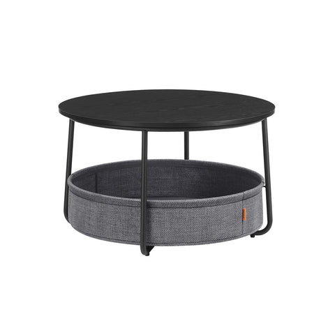 Rootz Side Table Set - End Table - Fabric Storage Basket - Chipboard & Steel - Max 40kg Capacity - 75cm x 45cm - Black/Grey