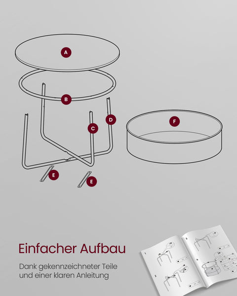 Rootz Side Table Set - End Table - Fabric Storage Basket - Chipboard & Steel - Max 40kg Capacity - 75cm x 45cm - Black/Grey