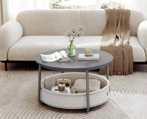Rootz Grey _White Side Table - Accent Table - End Table - Durable Wooden Chipboard - 75cm x 45cm