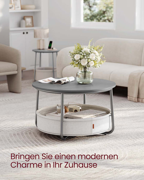 Rootz Grey _White Side Table - Accent Table - End Table - Durable Wooden Chipboard - 75cm x 45cm