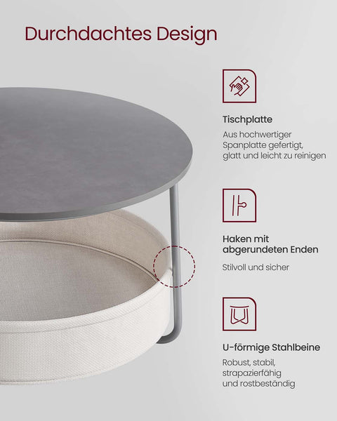 Rootz Grey _White Side Table - Accent Table - End Table - Durable Wooden Chipboard - 75cm x 45cm