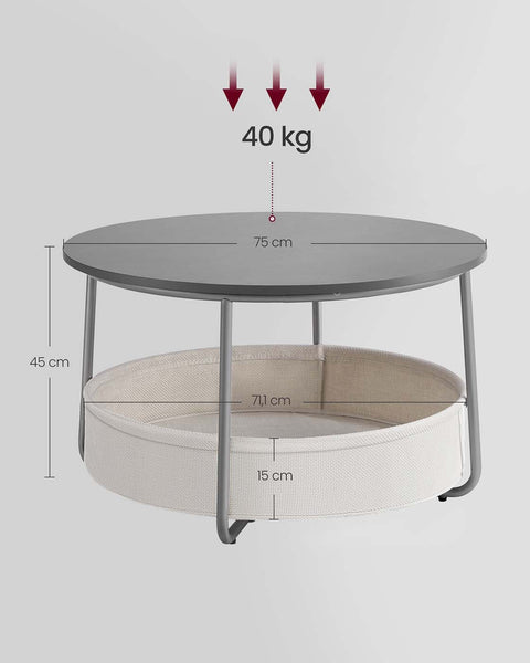 Rootz Grey _White Side Table - Accent Table - End Table - Durable Wooden Chipboard - 75cm x 45cm