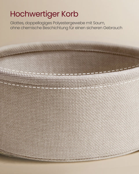 Rootz Side Table Set - End Table - Fabric Basket - Storage Solution - 75cm x 45cm - 71.5cm x 15cm - Matt White - Camel Brown