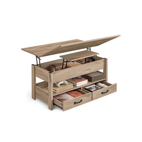 Rootz Height-Adjustable Coffee Table - Lift-top Coffee Table - Multifunctional Table - Storage Solution - 50 x 100 x 49.1/64.1cm - Brown