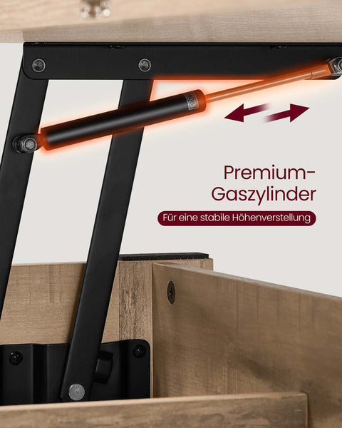 Rootz Height-Adjustable Coffee Table - Lift-top Coffee Table - Multifunctional Table - Storage Solution - 50 x 100 x 49.1/64.1cm - Brown