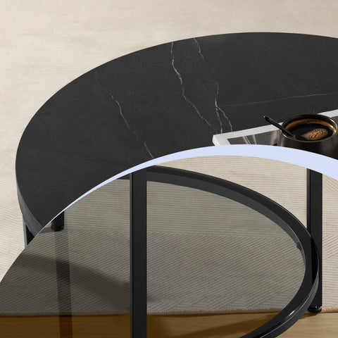 Rootz Coffee Table - Cocktail Table - Large Round Table - Adjustable Foot - 65cm x 46cm