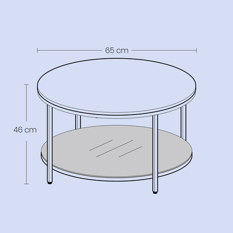 Rootz Coffee Table - Cocktail Table - Large Round Table - Adjustable Foot - 65cm x 46cm