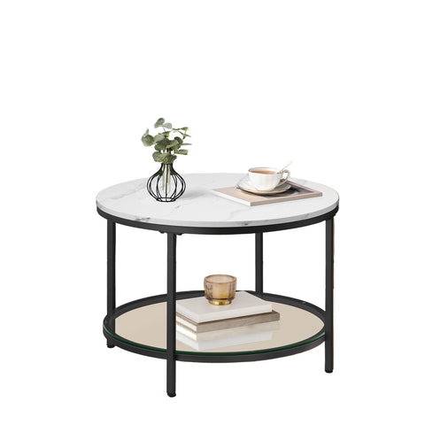 Rootz Coffee Table - Living Room Table - Centerpiece - Adjustable Height - 65cm Diameter White