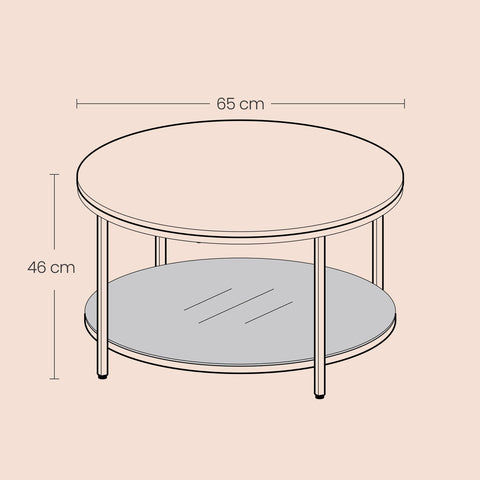 Rootz Coffee Table - Living Room Table - Centerpiece - Adjustable Height - 65cm Diameter White