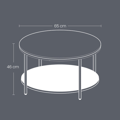 Rootz Marble White-Gold Coffee Table - Stylish Accent Table - Modern Glass Table - Durable Design - 65cm x 46cm