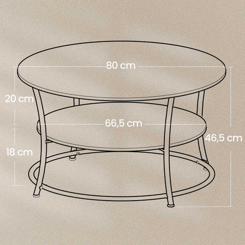 Rootz Coffee Table Set - Modern Furniture - Stylish Table - Durable Design - Wooden Chipboard & Steel - 80cm x 46.5cm -Grey-Black