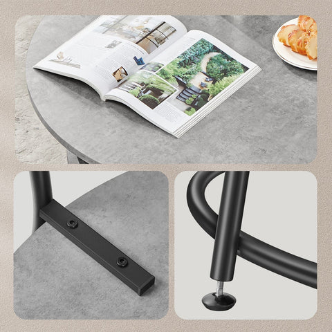 Rootz Coffee Table Set - Modern Furniture - Stylish Table - Durable Design - Wooden Chipboard & Steel - 80cm x 46.5cm -Grey-Black