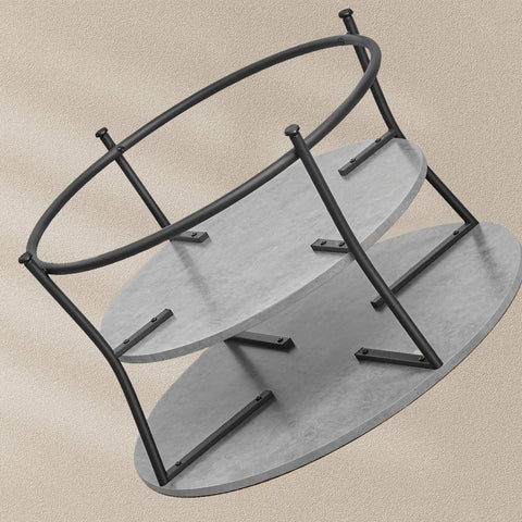 Rootz Coffee Table Set - Modern Furniture - Stylish Table - Durable Design - Wooden Chipboard & Steel - 80cm x 46.5cm -Grey-Black