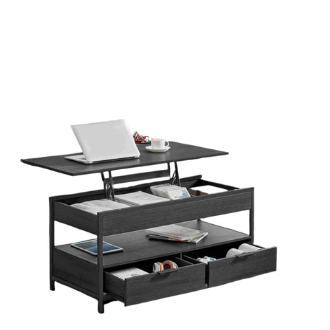 Rootz Coffee Table - Living Room Table - Height-Adjustable Table Top - Space-Saving - 50 x 100 x 48-63cm - Anthracite Gray-Ink Black