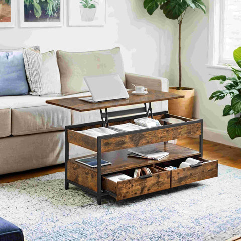 Rootz Coffee Table - Living Room Table - Height-Adjustable Table - Space-Saving Feature - 50cm x 100cm x 48-63cm