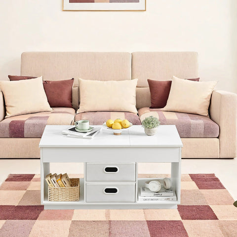 Rootz White Coffee Table - Modern Table - Steel & Wooden Chipboard - Versatile Design - 50cm x 100cm x 48/62.3cm
