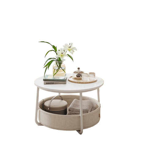 Rootz Side Table with Basket - Accent Table - Multifunctional Table - Space-Saving Design - 75cm D x 45cm H