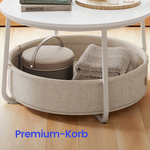 Rootz Side Table with Basket - Accent Table - Multifunctional Table - Space-Saving Design - 75cm D x 45cm H