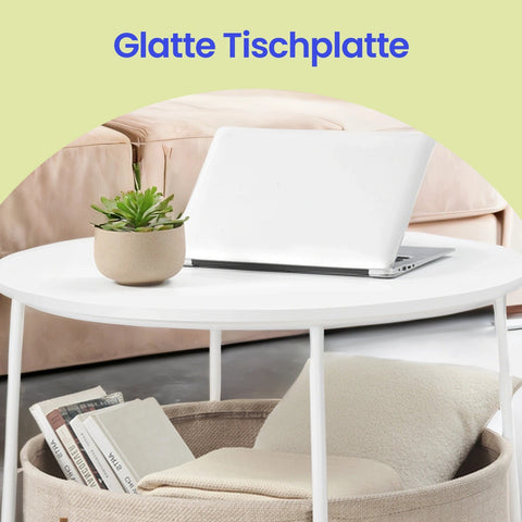 Rootz Side Table with Basket - Accent Table - Multifunctional Table - Space-Saving Design - 75cm D x 45cm H