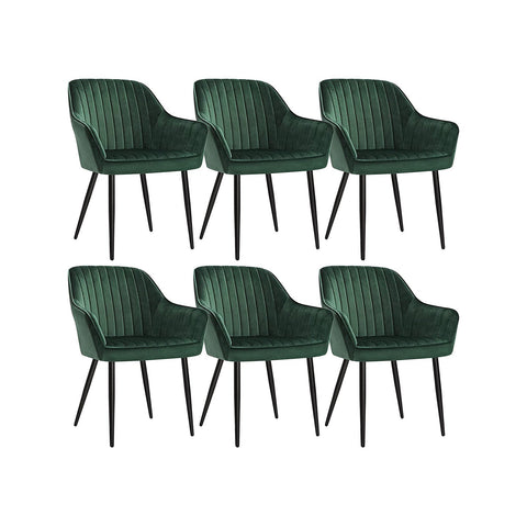 Rootz 6 Piece Velvet Dining Chairs Set - Dining Room Chairs - Upholstered Chairs - Ergonomic Design - 62.5cm x 60cm x 85cm