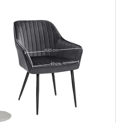 Rootz Elegant Dining Chair - Armchair - Velvet Seat - Comfort Padding - 62.5cm x 60cm x 85cm - Supports up to 110kg