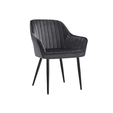 Rootz Velvet Dining Chair - Gray Chair - Upholstered Seat - Foam Padding - Powder Coated Metal Legs - 62.5cm x 60cm x 85cm