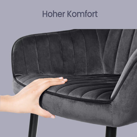 Rootz Elegant Dining Chair - Armchair - Velvet Seat - Comfort Padding - 62.5cm x 60cm x 85cm - Supports up to 110kg