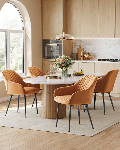 Rootz Dining Room Chair - Armchair - Velvet Seating - Comfortable Design - 60cm x 62.5cm x 85cm