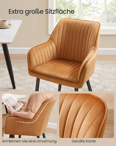 Rootz Dining Room Chair - Armchair - Velvet Seating - Comfortable Design - 60cm x 62.5cm x 85cm