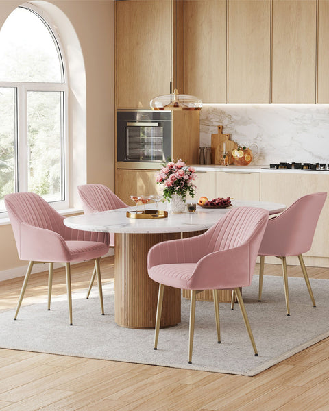 Rootz Dining Room Chair with Armrests - Velvet Chair - Elegant Seating - Comfortable Design - 60 x 62.5 x 85 cm