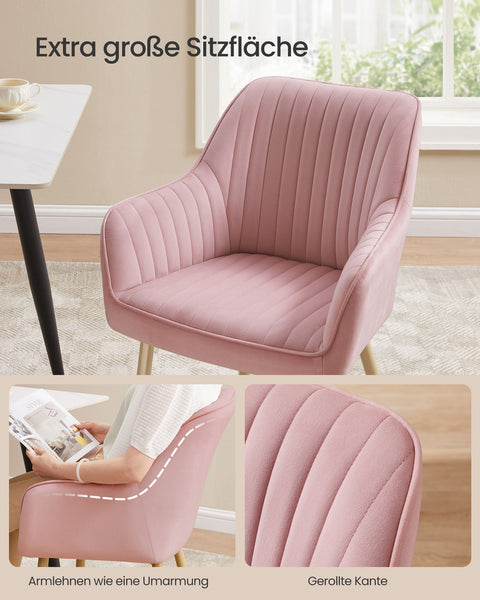 Rootz Dining Room Chair with Armrests - Velvet Chair - Elegant Seating - Comfortable Design - 60 x 62.5 x 85 cm