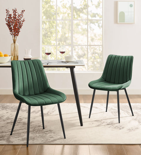 Rootz Dining Chair 2 Piece Set - Velvet Chair - Upholstered Seat - Comfort & Style - 60cm x 50.1cm x 88.6cm